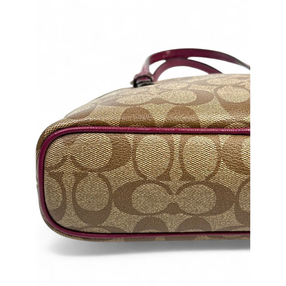Coach Signature Dome Satchel with Magenta Patent Leather Trim - Picture 13 of 16